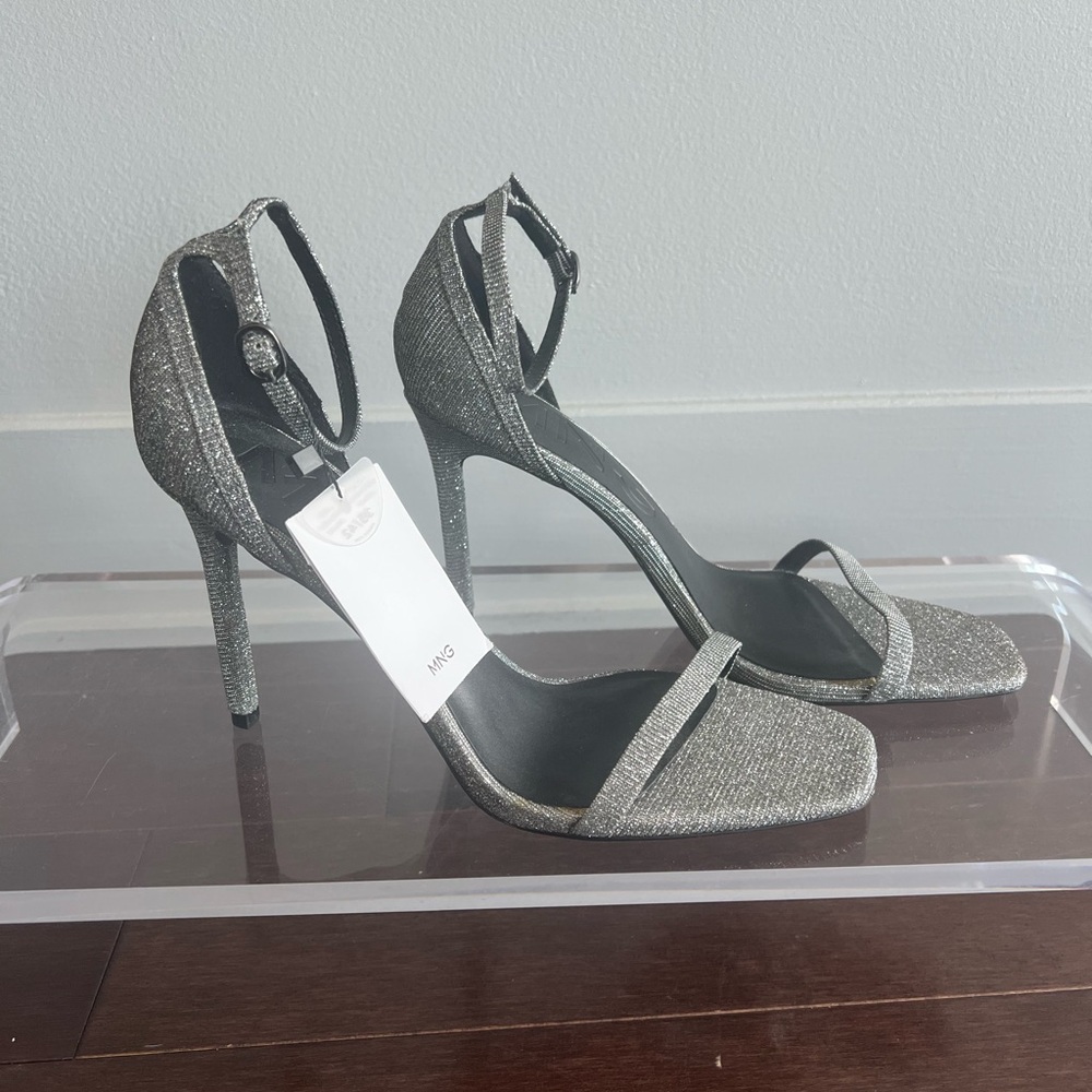 Mango Glittering Silver Heels